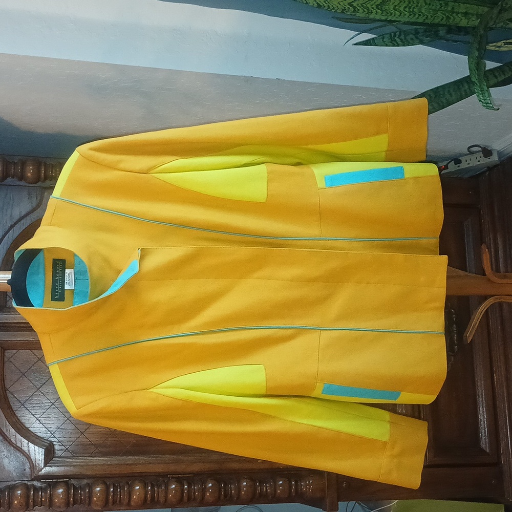 Harve Benard Wool Blend Jacket Womens Size 16 Yellow And Blue